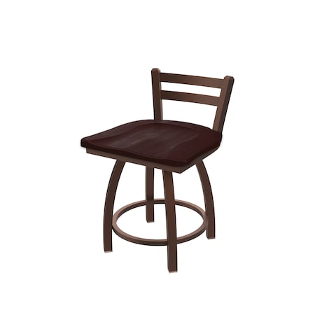 Holland Bar Stool Co 18" Low Back Swivel Vanity Stool, Bronze Finish, Dark Cherry Maple Seat 41118BZDCMpl